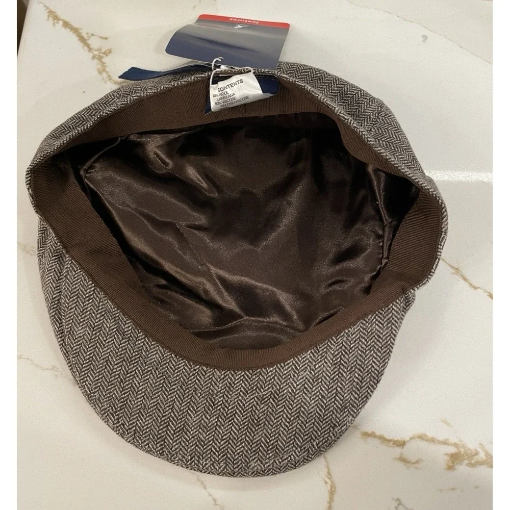 Kangol Newsboy Hat Geez Cap Adult Medium Herringbone Brown White Wool Blend New